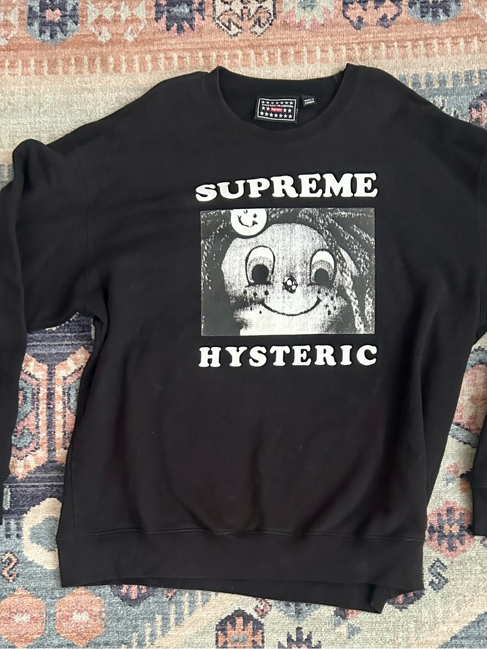 Supreme Black Hysteric Graphic Crewneck Sweatshirt